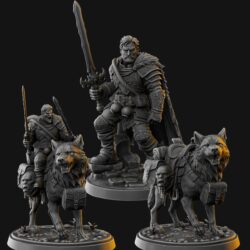 Korran & Aldar - Human Warrior & Giant Wolf Mount